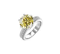 ZGHQHCDRH Diamond ring, 5ct Moissanite Wedding Bands for Women Round Cut D Color VVS1 Diamond Ring Green/Yellow/Pink Moissanite Engagement Rings with Certificate(Yellow,9)