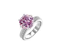 ZGHQHCDRH Diamond ring, 5ct Moissanite Wedding Bands for Women Round Cut D Color VVS1 Diamond Ring Green/Yellow/Pink Moissanite Engagement Rings with Certificate(Pink,5)