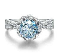 ZGHQHCDRH Diamond ring, Moissanite Wedding Bands for Women 1ct Round Cut D Color VVS1 Blue/Purple/Pink Diamond Ring Moissanite Engagement Rings with Certificate(Blue,6)