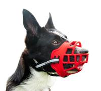 ZGHQHCDRH Dog muzzle, Drinking And Training,With Extra Soft Padding And Headstrap Design,Prevent Eating Biting Chewing Dog Mouth Guard Cover(Red,No.6)