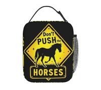ZGHQHCDRH Don't Push The Horses Thermal Insulated Lunch Bags for School Funny Meme Portable Food Container Bags Thermal Cooler Lunch Box