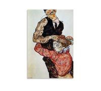 ZGHQHCDRH Egon Schiele The LoversModern Wall Art Poster Textured Canvas Print for Living Room A Striking Centerpiece for Your Home Office DecorUnframe-style08x12inch(20x30cm)