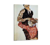 ZGHQHCDRH Egon Schiele The LoversModern Wall Art Poster Textured Canvas Print for Living Room A Striking Centerpiece for Your Home Office DecorFrame-style12x18inch(30x45cm)