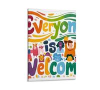 ZGHQHCDRH Everyone Is Welcome HereModern Wall Art Poster Textured Canvas Print for Living Room A Striking Centerpiece for Your Home Office DecorFrame-style08x12inch(20x30cm)