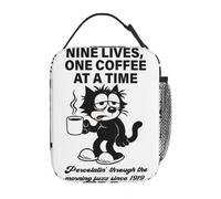 ZGHQHCDRH F-Felix The Cat Nine Lives, One Coffee at A Time Insulated Lunch Bags Food Storage Bag Reusable Thermal Cooler Lunch Boxes