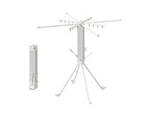 ZGHQHCDRH Folding clothes drying rack floor-standing telescopic stainless steel clothes drying rack indoor balcony multi-functional clothes drying rack(White,W4)