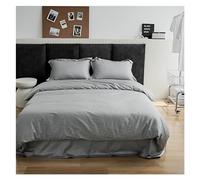 ZGHQHCDRH Four-piece bedding set, Abstract Grey Lines Stripes Duvet Cover Set Cotton Satin Jacquard Queen King Size Bedding Fitted Sheet Pillow Cases(Silver,Twin Flat Sheet)