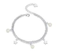ZGHQHCDRH friendship bracelet , Exquisite Silver Double Chain Bracelet Fashion Bracelet Ladies Silver Jewellery For Sisters Friend Couples