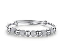 ZGHQHCDRH friendship bracelet , Matte Silver Beads Adjustable Cuff Bangle Ladies Silver Jewellery Birthday Gifts For Sisters Friend Couples