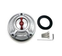 ZGHQHCDRH Fuel Cap Cover Lockable Fuel CNC Fuel Gas Tank Cap Cover Aluminum Keyless Motorcycle Accessories All Years Fit For Yamaha FZ6 FZ6R FZ1 R1 R6 R6S(Gray Red R1)