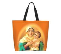 ZGHQHCDRH Funny Printed Our Lady Of Schoenstatt Shopping Tote Bags Washable Canvas Shopper Shoulder Virgin Mary Catholic Saint Handbag
