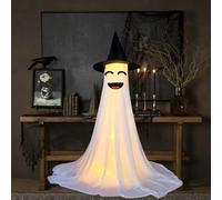 ZGHQHCDRH Halloween Ghost Light Up, Halloween Decorations Outdoor, Large LED Lighted White Cloth Ghosts, Remote Control Lights, Light-Up Spooky Ghosts Scary Standing Decor(FF)