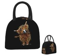 ZGHQHCDRH Highland Cow Print Scottish Coooweee by Shirley MacArthur Lunch Bag Insulated Bento Box Portable Lunch Tote Leakproof Picnic Bag