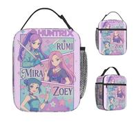 ZGHQHCDRH Huntrix Girls Kpop Demon Hunter Rumi Mira Zoey Retro Lunch Bag Picnic Lunch Box for Adult Kawaii Thermal Lunch Bags Cooler Bag