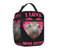 ZGHQHCDRH I Love Moo Deng Famous Baby Pigmy Hippo Insulated Lunch Bags Portable Lunch Container Thermal Bag Lunch Box Tote School Outdoor