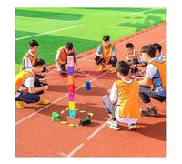 ZGHQHCDRH IEOWY Team Building Tower Games, Group Activity Block Stacking Outdoor Fun Promoting Friendly Communication(Red,5PCS)