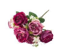 ZGHQHCDRH Indoor simulated autumn peony artificial bouquet fake flower plant green vine flower arrangement easy to clean four seasons universal(Rose Red)