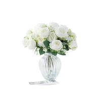 ZGHQHCDRH Indoor simulated autumn peony artificial bouquet fake flower plant green vine flower arrangement easy to clean four seasons universal(White)