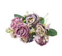 ZGHQHCDRH Indoor simulated autumn peony artificial bouquet fake flower plant green vine flower arrangement easy to clean four seasons universal(Light Pink)