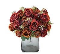 ZGHQHCDRH Indoor simulated autumn peony artificial bouquet fake flower plant green vine flower arrangement easy to clean four seasons universal(Red)