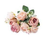 ZGHQHCDRH Indoor simulated autumn peony artificial bouquet fake flower plant green vine flower arrangement easy to clean four seasons universal(Champagne)