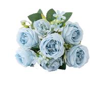 ZGHQHCDRH Indoor simulated autumn peony artificial bouquet fake flower plant green vine flower arrangement easy to clean four seasons universal(Blue)