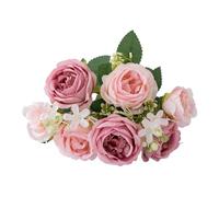 ZGHQHCDRH Indoor simulated autumn peony artificial bouquet fake flower plant green vine flower arrangement easy to clean four seasons universal(Pink)