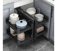 ZGHQHCDRH Kitchen corner cabinet storage rack, Kitchen Cabinet Organizer Shelf Corner Aluminum Swivel Storage Rack , 4 Basket Optimizer Full Pull Out,A(A)