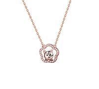 ZGHQHCDRH Ladies' silver necklace, S925 Sterling Silver Zodiac Horoscope Necklace Flower Zircon Constellation Chain Trendy Choker Delicate Gift Jewelry For Her Girls Couples