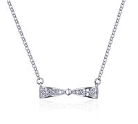 ZGHQHCDRH Ladies' silver necklace, Sterling Fine Necklace For Women S925 Silver Bow Zircon Dainty Trendy Choker Delicate Chain Gift Jewelry For Her Girls Couples