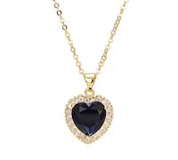 ZGHQHCDRH Ladies' silver necklace, Sterling Heart Necklace For Women S925 Silver Natural Sapphire Dainty Trendy Choker Delicate Chain Gift Jewelry For Her Girls Couples