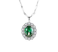 ZGHQHCDRH Ladies' silver necklace, Sterling Oval Necklace For Women S925 Silver Emerald Zircon Dainty Trendy Choker Delicate Chain Gift Jewelry For Her Girls Couples