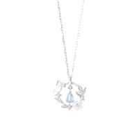 ZGHQHCDRH Ladies' silver necklace, Sterling Wreath Necklace For Women, S925 Silver Butterfly Moonstone Dainty Trendy Choker Chain Bohemia Jewelry For Her Girls Couples