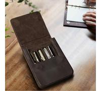 ZGHQHCDRH Leather Pen Case - Handmade Cowhide Organizer with 6 Slots & Removable Tray, Magnetic Closure Vintage Writing Tool Storage Box for Fountain Pens & Stationery