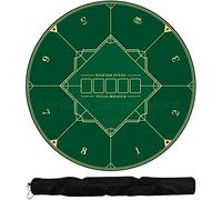 ZGHQHCDRH mahjong mat， Round Professional Poker Mat,8 Player Portable Rubber Table Top Layout with Carrying Bag(Green)