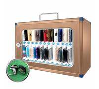 ZGHQHCDRH Mobile phone storage cabinets, Stainless Steel Cell Phone Creative combination lock cell phone safe deposit box Wall-mounted or portable Easy to use Doesn't hurt the(Gold,24-bit)