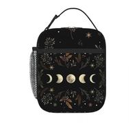 ZGHQHCDRH Moonlit Garden Winter Insulated Lunch Tote Bag Travel Moonlight Boho Floral Food Container Portable Cooler Thermal Lunch Boxes