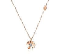 ZGHQHCDRH necklace， Fashion simple and fresh summer small daisy flower rose gold stainless steel necklace for women(Rose gold)