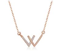 ZGHQHCDRH Necklaces, Sterling S925 Sterling Silver Necklace Minimalist Letter W Golden Trendy Choker Delicate Zircon Necklace Chain Gift Jewelry For Her Girls Couples