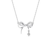 ZGHQHCDRH Necklaces, Sterling Vintage Necklace For Women S925 Sterling Silver Bow Zircon Dainty Trendy Choker Delicate Necklace Chain Gift Jewelry For Her Girls Couples