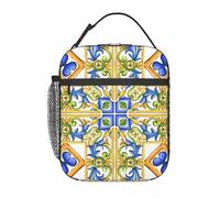 ZGHQHCDRH Ornate Floral Mediterranean Sicilian Tile Thermal Insulated Lunch Bags Portable Food Container Bags Thermal Cooler Lunch Boxes