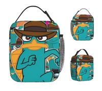 ZGHQHCDRH Perry The Platypus Lunch Bag for Men Print Lunch Box Retro Picnic Cooler Bag Convenient Oxford Thermal Lunch Bags
