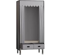 ZGHQHCDRH Portable Canvas Wardrobe with Hanging Rail & 3 Drawers Clothes Storage for Bedroom Lightweight Fabric Closet Shelves Bruin 70x45x168cm Easy-Assembly Portable Wardrobe