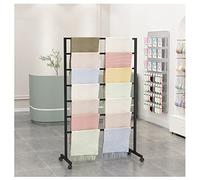 ZGHQHCDRH Product display rack, Scarves Stand with Wheels, Towels Display Rack for Shop, Rolling Freestanding Metal Pants Holder, Wrapping Papers Shelf(Black,120x40x145cm)