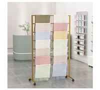 ZGHQHCDRH Product display rack, Scarves Stand with Wheels, Towels Display Rack for Shop, Rolling Freestanding Metal Pants Holder, Wrapping Papers Shelf(Gold,60x40x145cm)