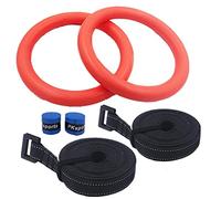 ZGHQHCDRH Professional Gymnastic Ring Pull up Gym With Adjustable Strap Workout For Home Body Strength Muscle Training(Red with strap)