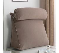 ZGHQHCDRH Reading pillow， Triangular Cushion With Adjustable Neck,Back Support Backrest Cushion For Sofa Bed,Headboard Lumbar Support Pillows Ergonomic Backrest Pillow For Gaming(Brown,60x50x22cm)