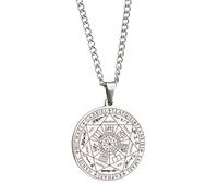 ZGHQHCDRH Religious Scripture Seven Angels Seal Tag Rune Pendant Stainless Steel Round Time Gem Necklace Casual Party Vintage Gift