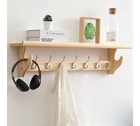ZGHQHCDRH Rustic Wood Wall Mounted Coat Rack with Shelf and Hooks for Entryway Bathroom Living Room Decorative Wall Hooks nizer Shelf for Keys Hats Coats Farmhouse Wall Decor Storage Rack