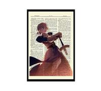ZGHQHCDRH Saber Fate Stay Night Anime Vintage Dictionary Art Poster Canvas Poster Bedroom Decor Landscape Office Room Decor Gift 12x18inch(30x45cm)